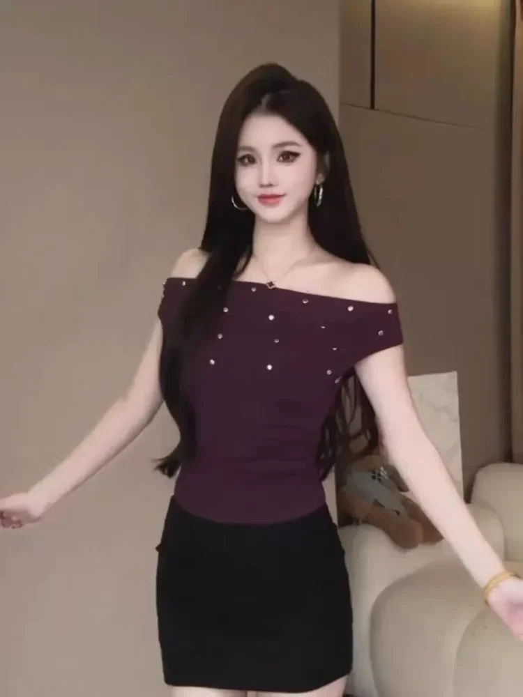 ASAYA Atasan wanita lengan pendek dengan kerah off shoulder elegant