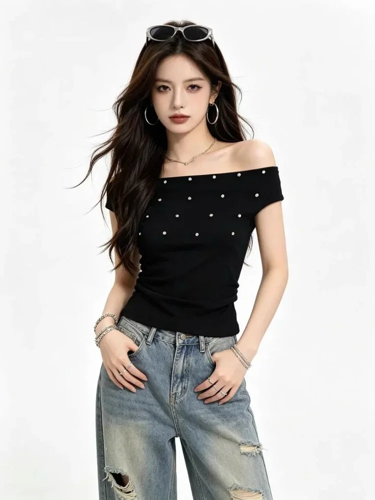 ASAYA Atasan wanita lengan pendek dengan kerah off shoulder elegant