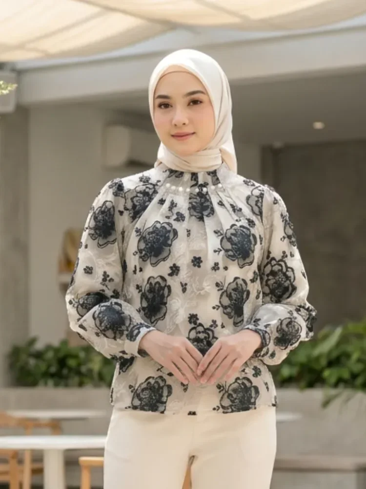 ASAYA Kemeja cetak temperamen gaya baru wanita atasan elegan
