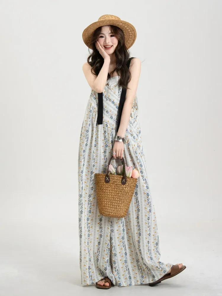 ASAYA Jumpsuit overall  wanita kasual motif bunga bunga