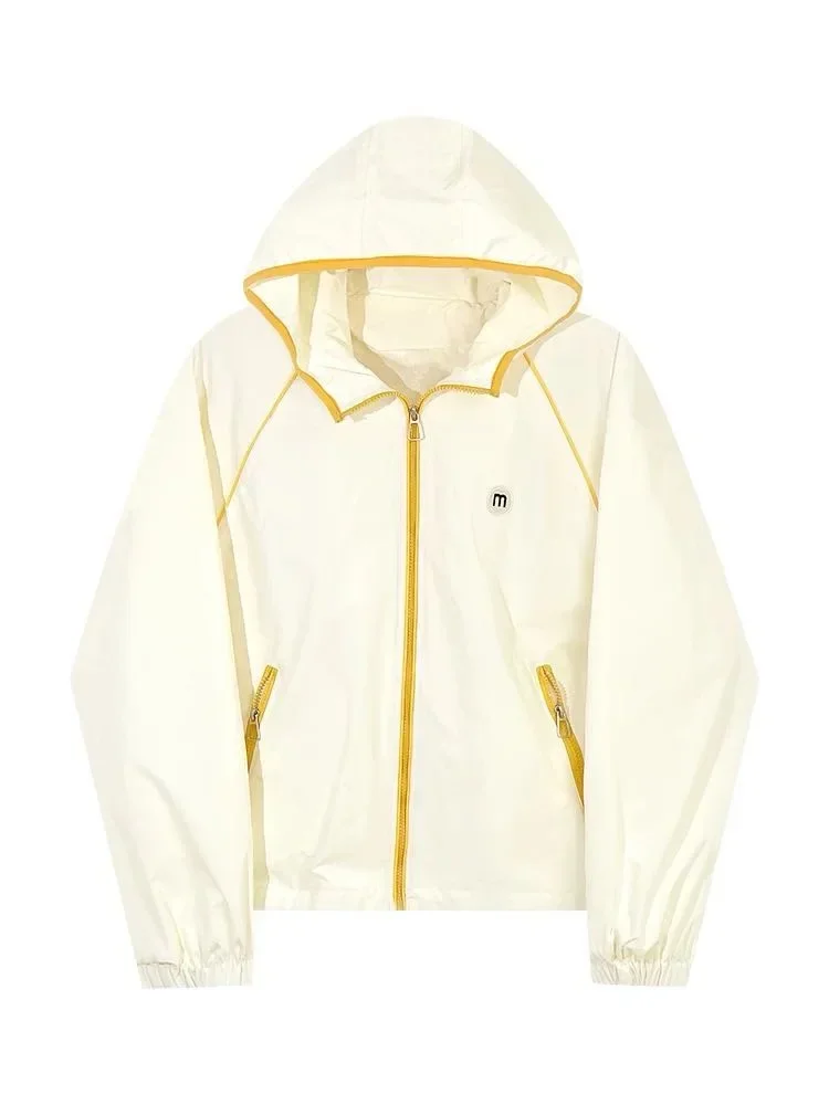 CHICMORE Jaket wanita lengan panjang model hoded dengan zipper warna cantik