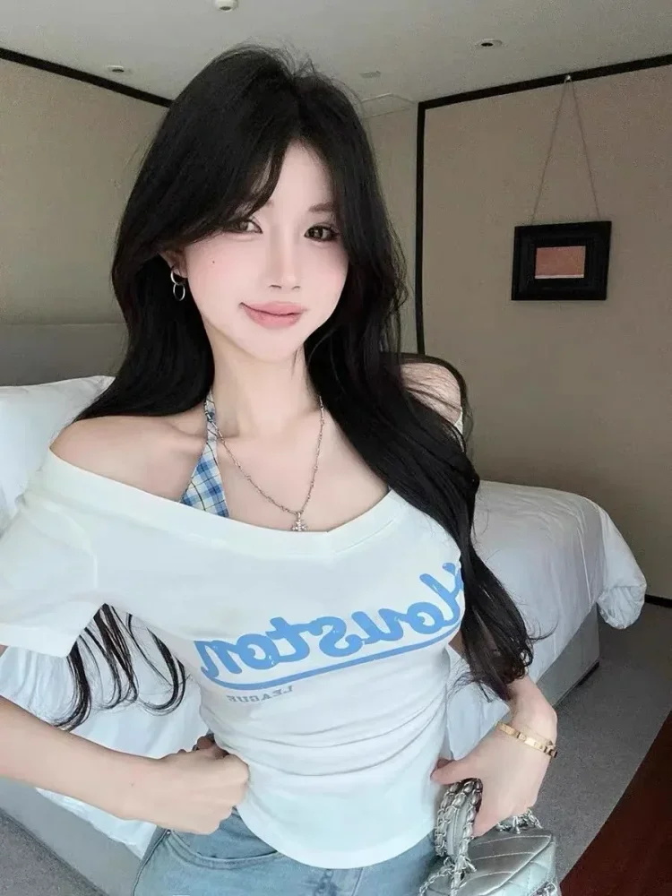 ASAYA Aatasan kerah v neck lengan pendek mode fitted bergaya kekinian korea baru