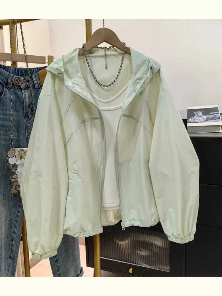 CHICMORE Jaket kerah hooded lengan panjang warna solid gaya minimalis baru