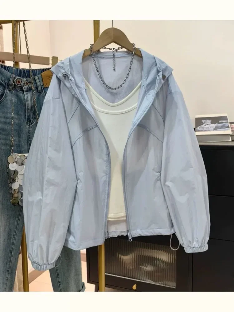CHICMORE Jaket kerah hooded lengan panjang warna solid gaya minimalis baru