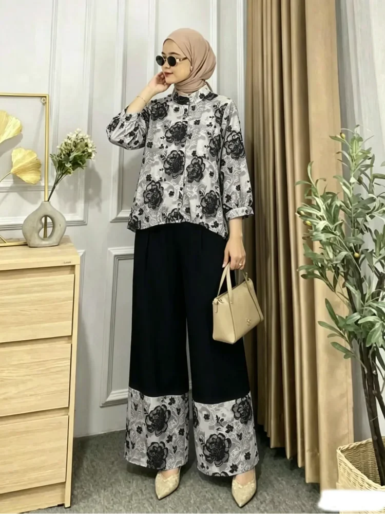 ASAYA Setelan dua potong atasan dan celana panjang wanita elegan terbaru