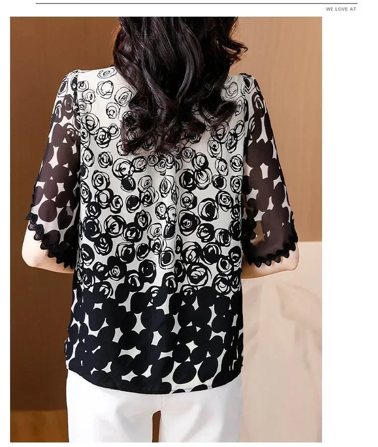 FADFAD Atasan blus lengan pendek motif mewah terbaru untuk wanita