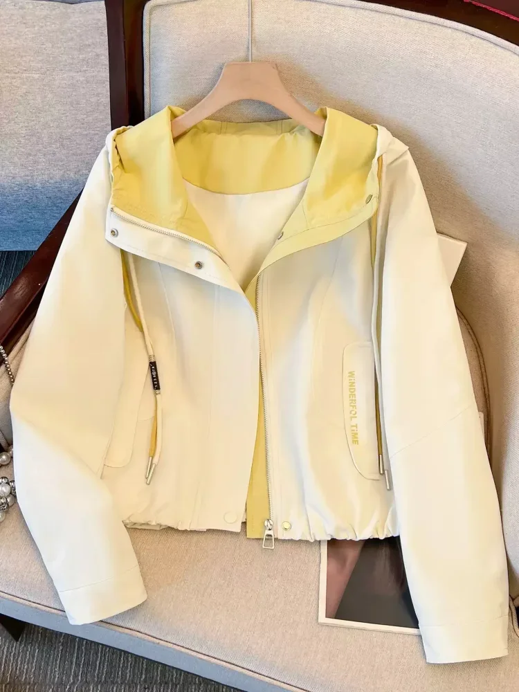 CHICMORE Atasan jaket lengan panjang zipper bagian depan dengan gaya kasual untuk wanita