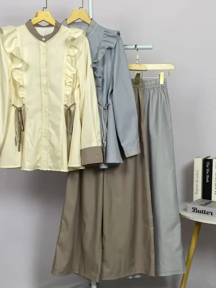ASAYA Setelan kantor muslimah kemeja kerja lengan panjang + celana highwaist - ootd daily