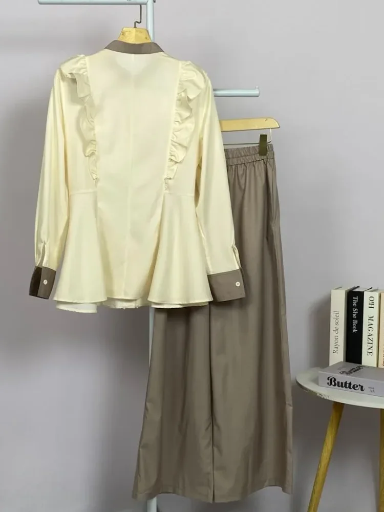 ASAYA Setelan kantor muslimah kemeja kerja lengan panjang + celana highwaist - ootd daily