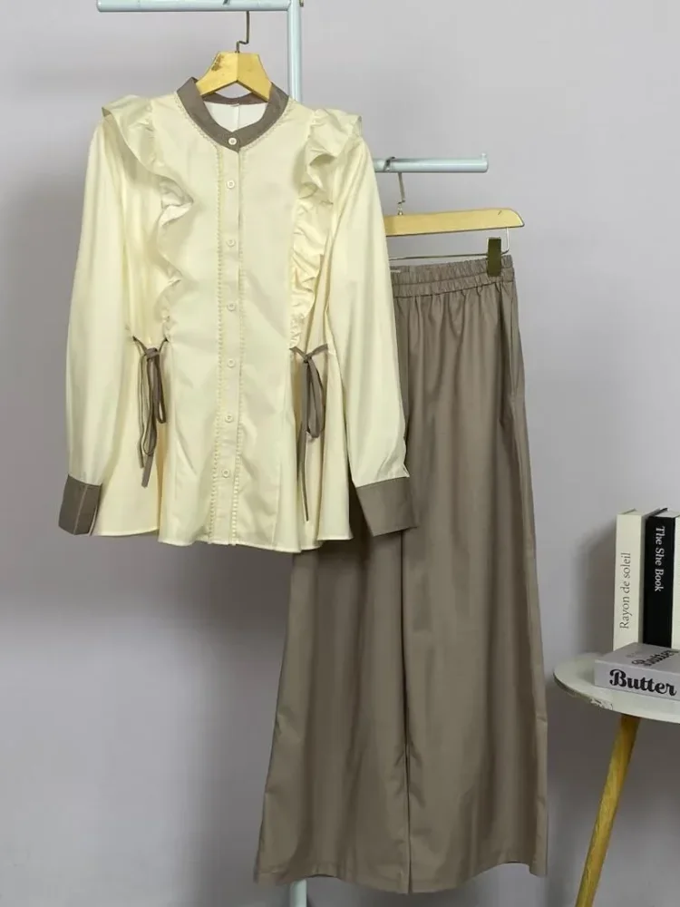 ASAYA Setelan kantor muslimah kemeja kerja lengan panjang + celana highwaist - ootd daily