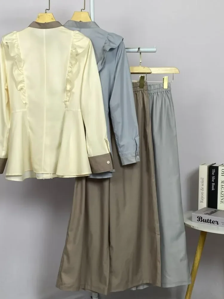 ASAYA Setelan kantor muslimah kemeja kerja lengan panjang + celana highwaist - ootd daily