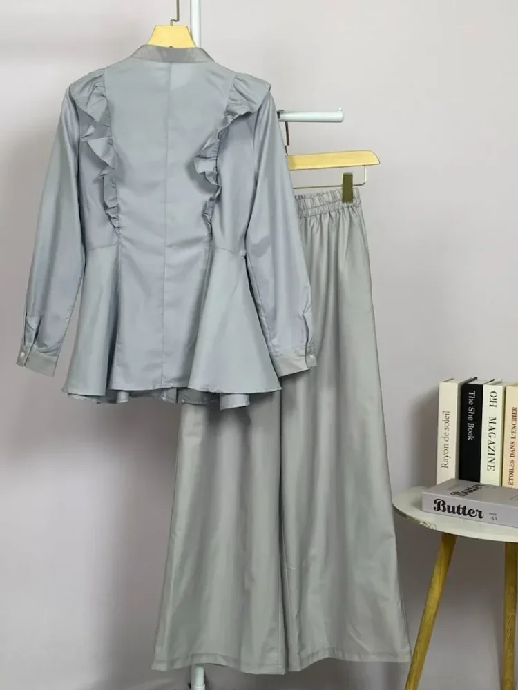 ASAYA Setelan kantor muslimah kemeja kerja lengan panjang + celana highwaist - ootd daily