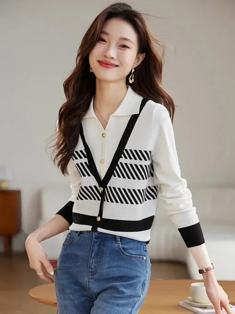 FADFAD Atasan lengan panjang gaya trendi kasual untuk wanita stylish