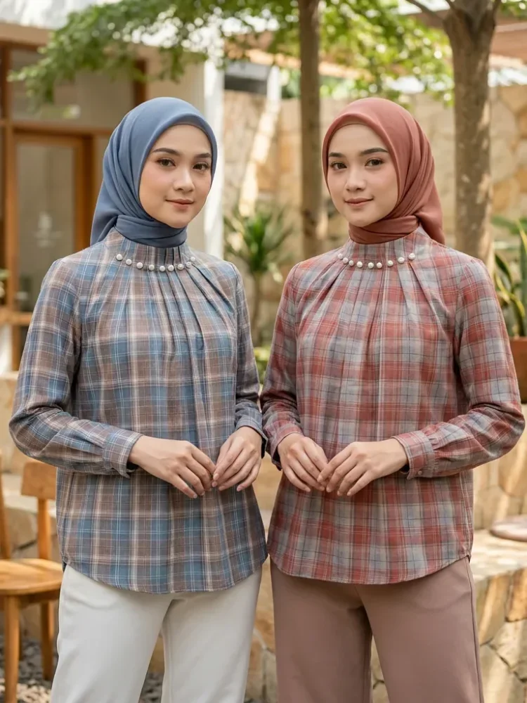 ASAYA Kemeja cetak temperamen gaya baru wanita atasan elegan