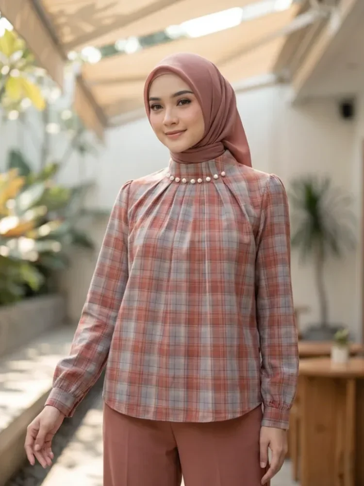 ASAYA Kemeja cetak temperamen gaya baru wanita atasan elegan