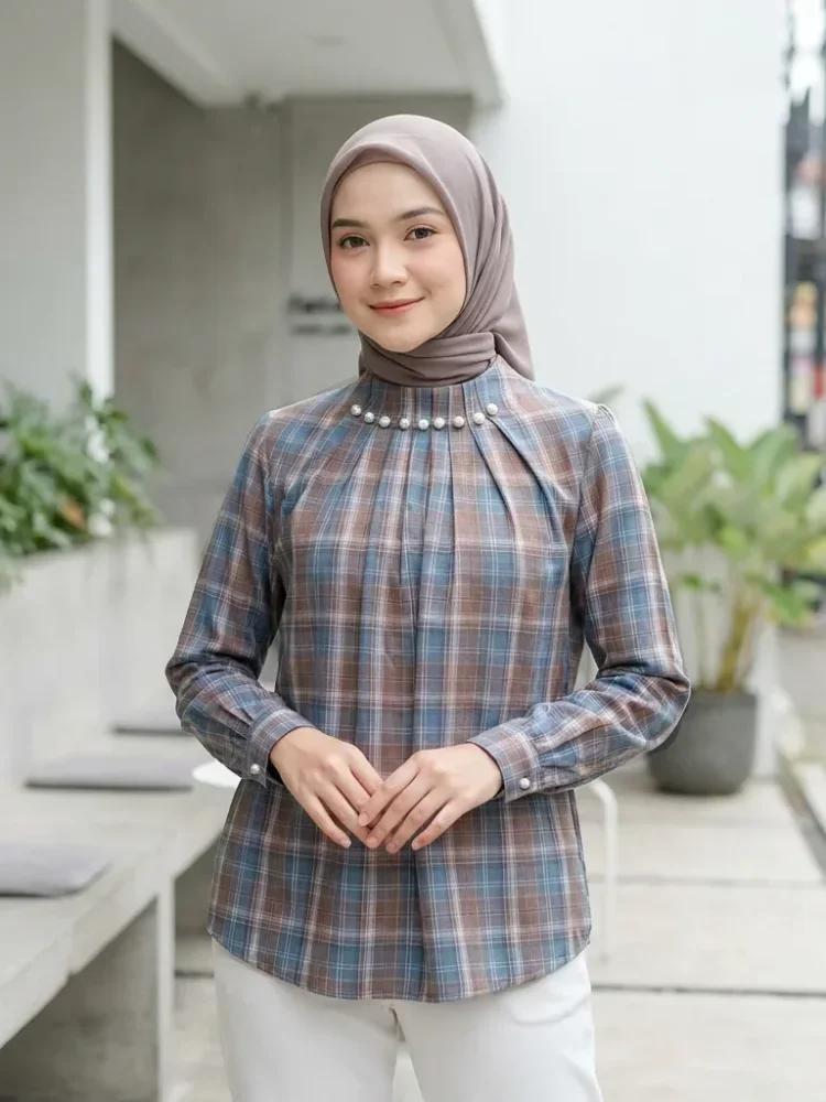 ASAYA Kemeja cetak temperamen gaya baru wanita atasan elegan