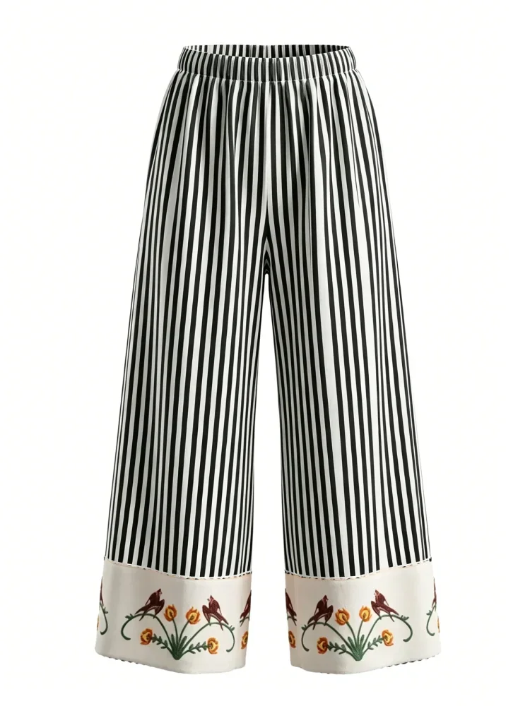[READY STOCK]ASAYA Celana panjang modis garis-garis modis untuk wanita