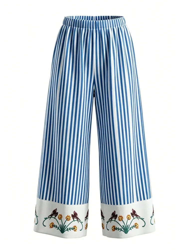 [READY STOCK]ASAYA Celana panjang modis garis-garis modis untuk wanita