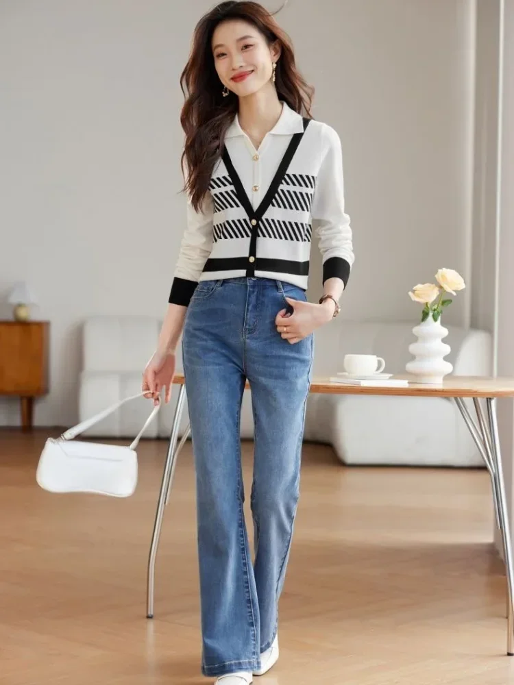 FADFAD Atasan lengan panjang gaya trendi kasual untuk wanita stylish