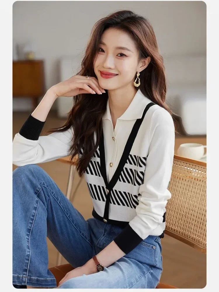 FADFAD Atasan lengan panjang gaya trendi kasual untuk wanita stylish