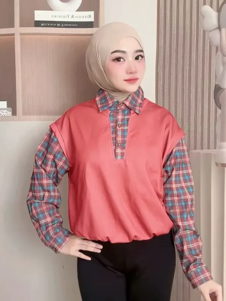FADFAD Atasan kemeja model kekinian lengan panjang dengan gaya modis untuk wanita
