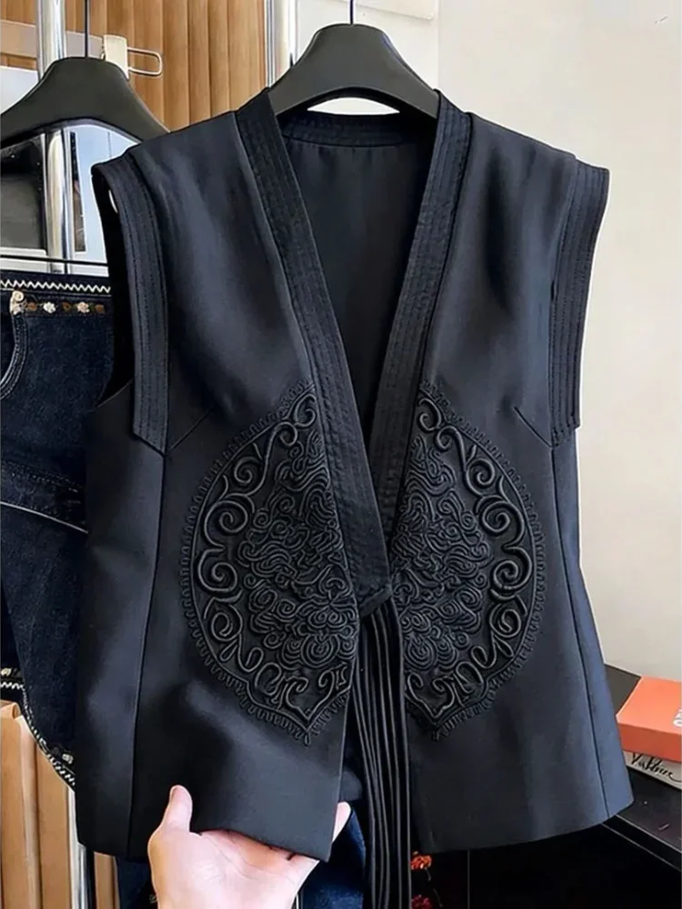 FADFAD Atasan wanita vest tanpa lengan model terbaru dengan aksen berumbai kekinian