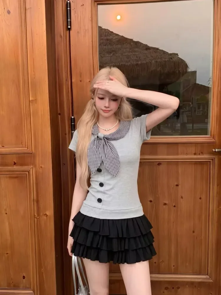 CHICMORE Atasan kaos model baru dengan gaya trendi dan lengan pendek