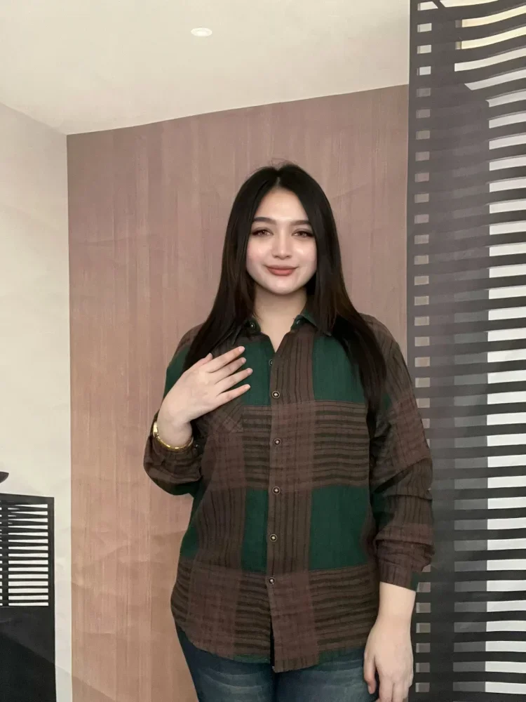 FADFAD Kemeja motif cetak baru variasi saku berlengan panjang gaya modis