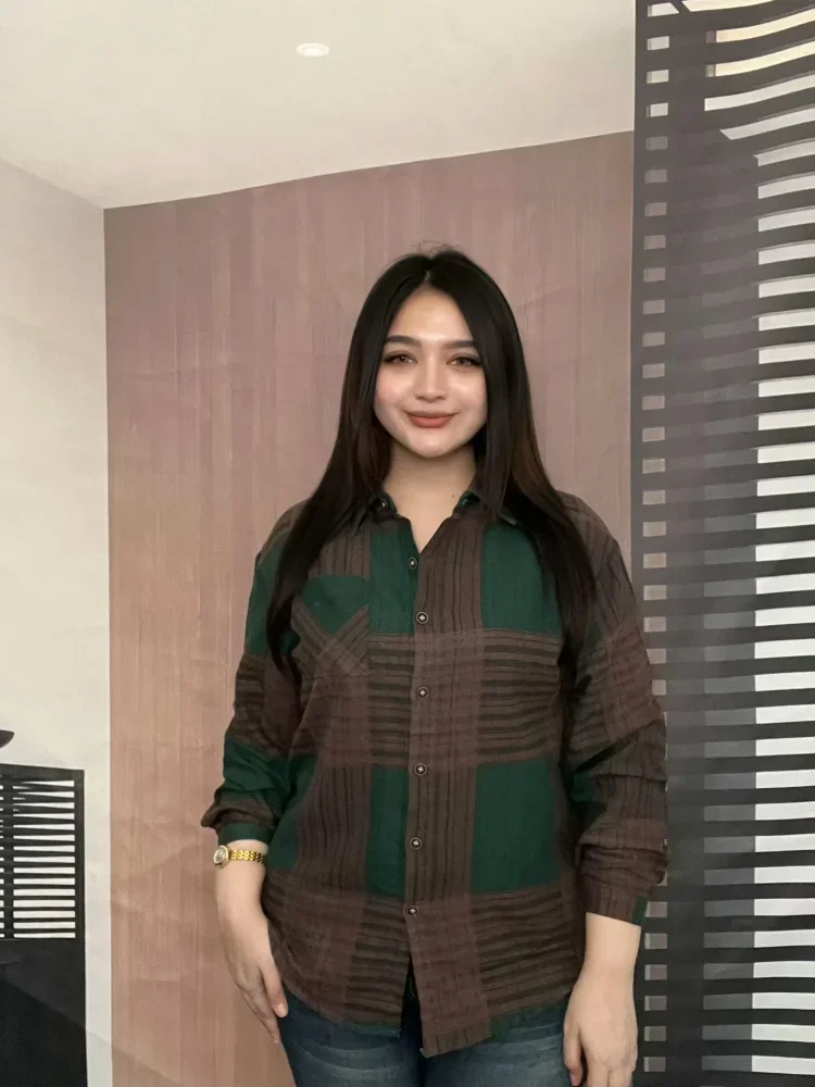 FADFAD Kemeja motif cetak baru variasi saku berlengan panjang gaya modis