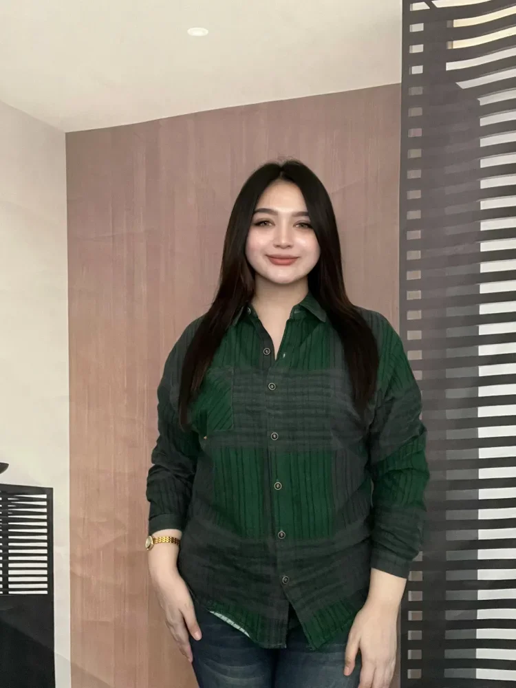 FADFAD Kemeja motif cetak baru variasi saku berlengan panjang gaya modis