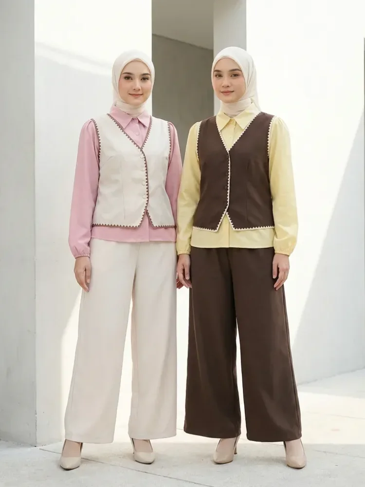 [READY STOCK]ASAYA Set celana santai rompi dua lapisan modis