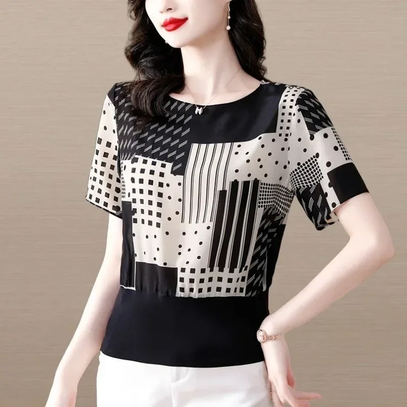 FADFAD Atasan blouse lengan panjang motif cetak dan bergaya modis wanita