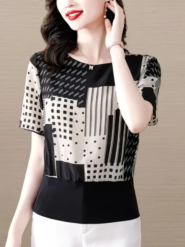 FADFAD Atasan blouse lengan panjang motif cetak dan bergaya modis wanita