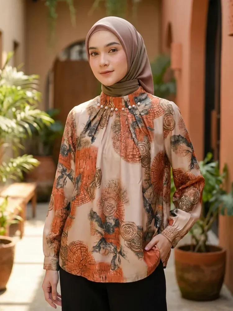 [READY STOCK]ASAYA Kemeja cetak temperamen gaya baru wanita atasan elegan