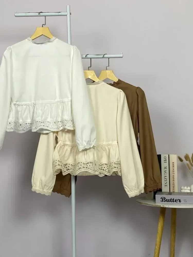 FADFAD Atasan blouse kerah v neck motif warna solid gaya baru