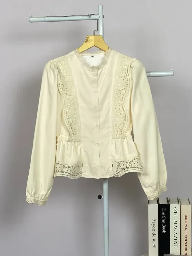 FADFAD Atasan blouse kerah v neck motif warna solid gaya baru