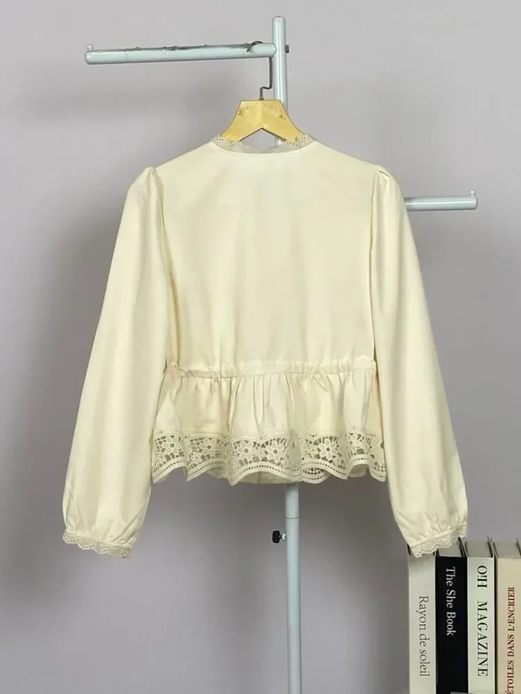 FADFAD Atasan blouse kerah v neck motif warna solid gaya baru