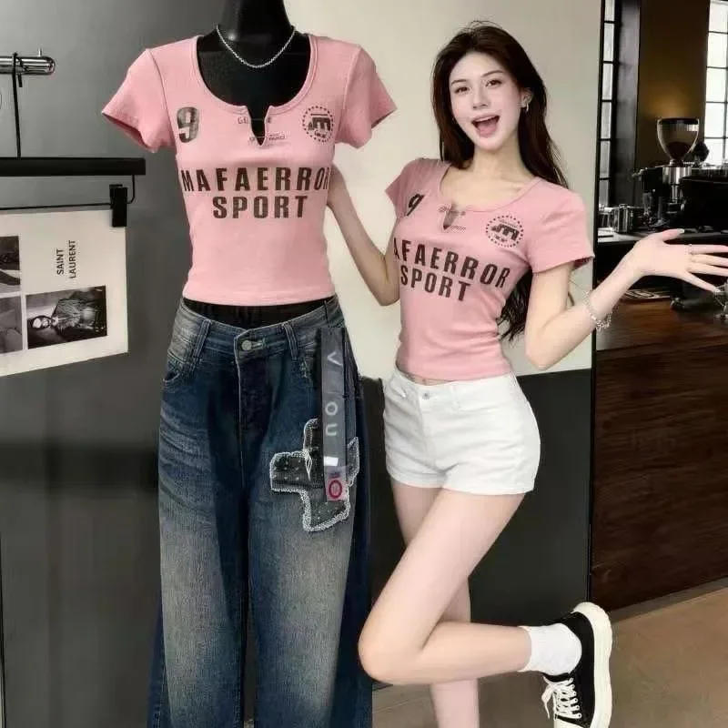 ASAYA Blouse wanita lengan pendek model fitted gaya korea