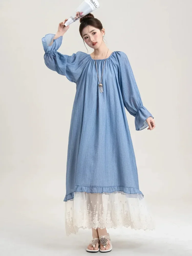 CHICMORE Gaun off shoulder gaya manis untuk wanita model rok a-line