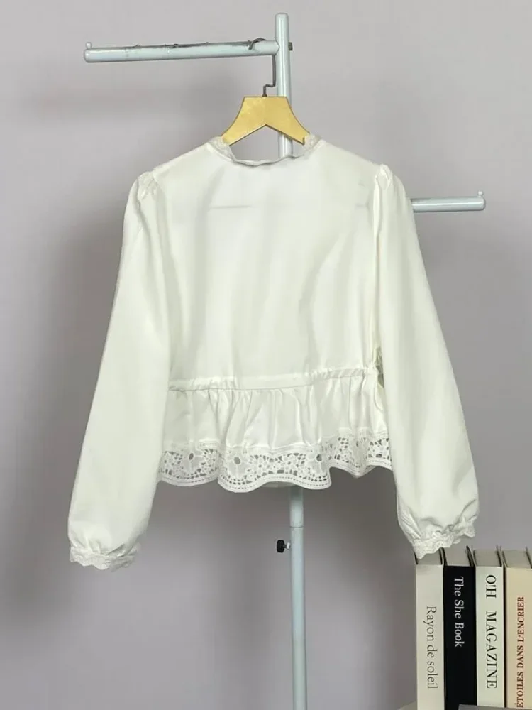 FADFAD Atasan blouse kerah v neck motif warna solid gaya baru