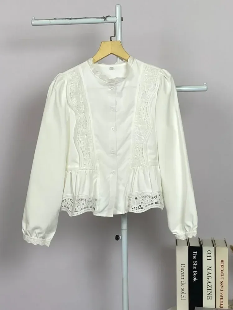 FADFAD Atasan blouse kerah v neck motif warna solid gaya baru