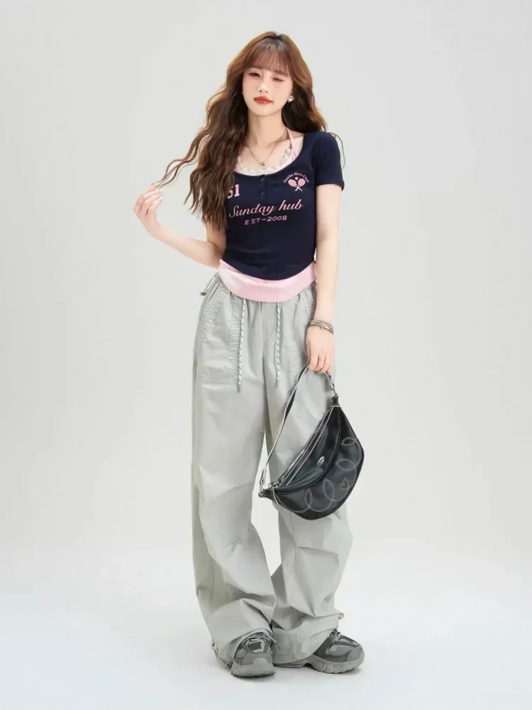 CHICMORE Atasan kaos slim fit gaya trendi lengan pendek cocok untuk wanita
