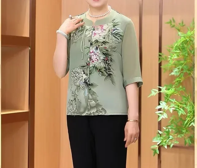 [READY STOCK]FADFAD Atasan wanita model cheongsam lengan pendek motif bunga cantik