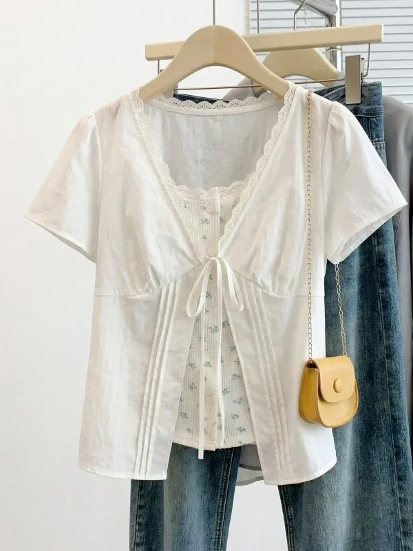 CHICMORE Atasan lengan pendek kerah leher v-neck fashion stylish wanita