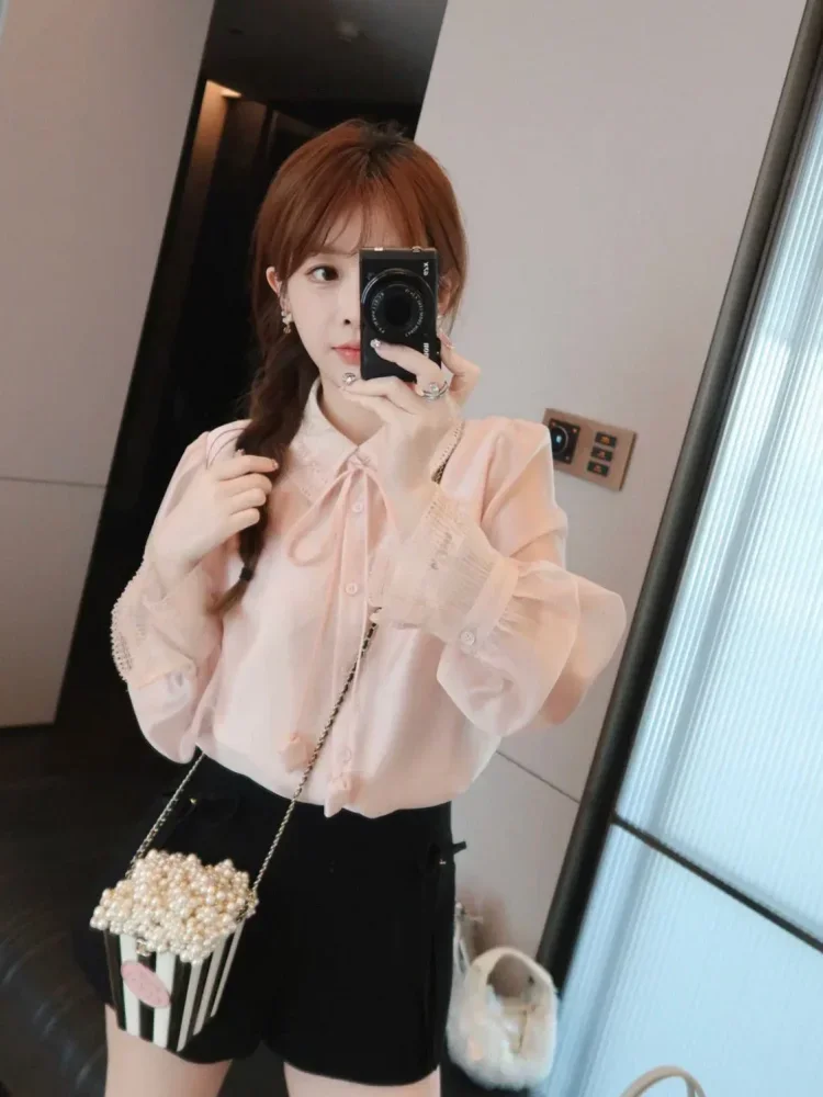 FADFAD Atasan kemeja kerah polo gaya manis dan cocok untuk wanita stylish