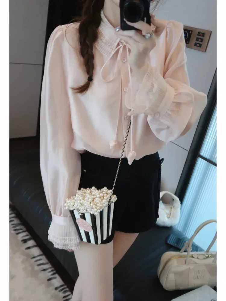 FADFAD Atasan kemeja kerah polo gaya manis dan cocok untuk wanita stylish