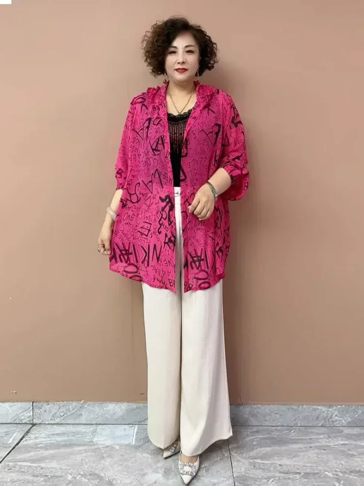ASAYA Kemeja lengan panjang motif cetak bunga gaya retro