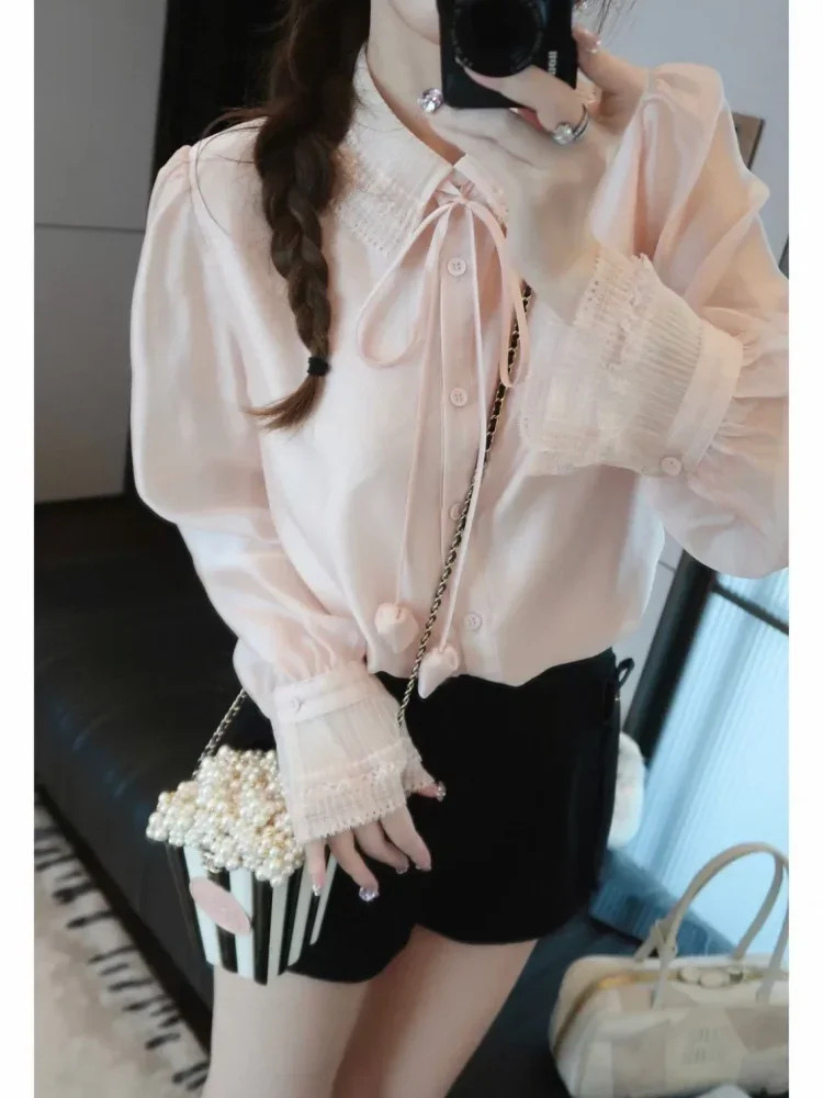 FADFAD Atasan kemeja kerah polo gaya manis dan cocok untuk wanita stylish