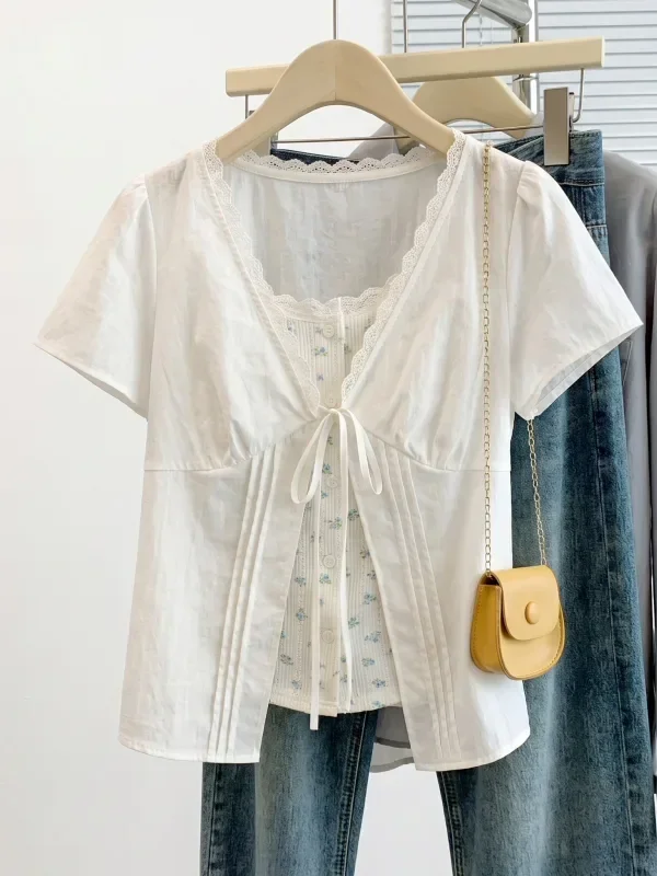 CHICMORE Atasan lengan pendek kerah leher v-neck fashion stylish wanita