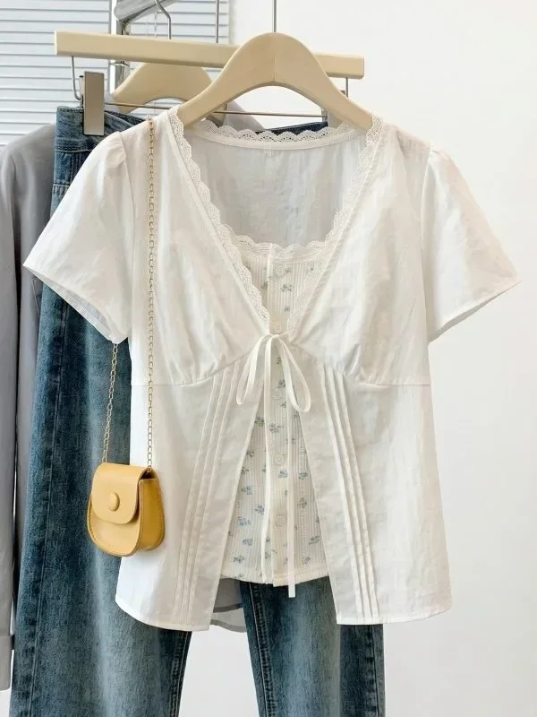 CHICMORE Atasan lengan pendek kerah leher v-neck fashion stylish wanita